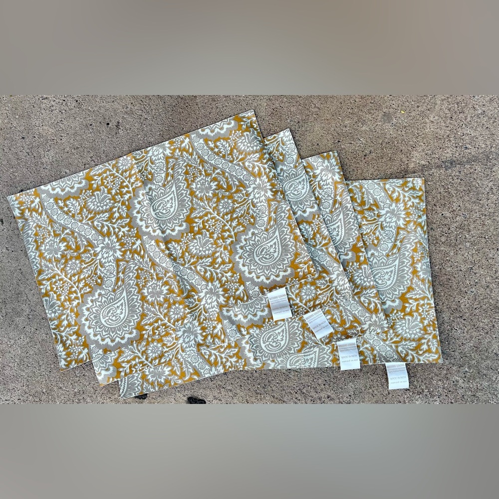 Williams•Sonoma gold, beige & grey placemats set -4